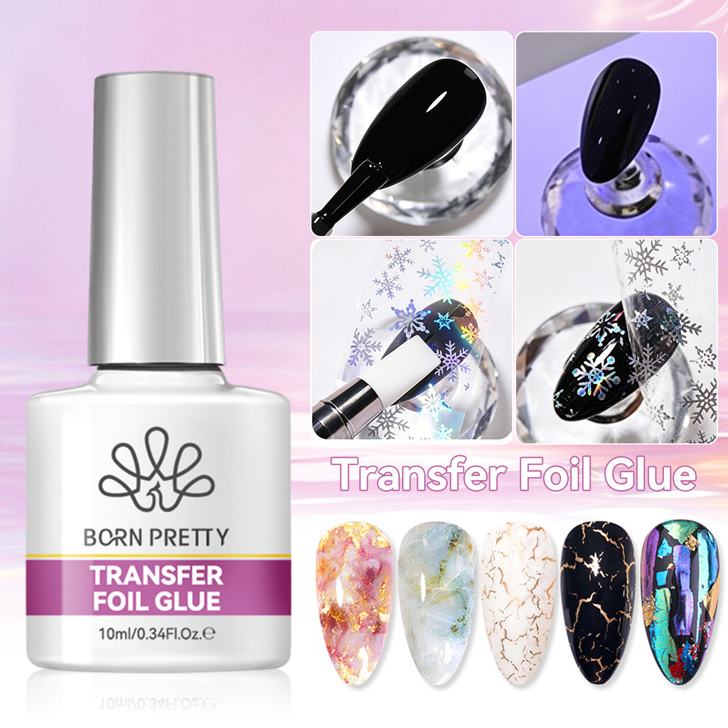 【Local】BORN PRETTY 10ml Transfer ฟอยล์เจลเจลเล็บเจลโปร่งใสกาวสติกเกอร์เล็บกาว Soak Off UV พิมพ์เจลเคลือบเงา