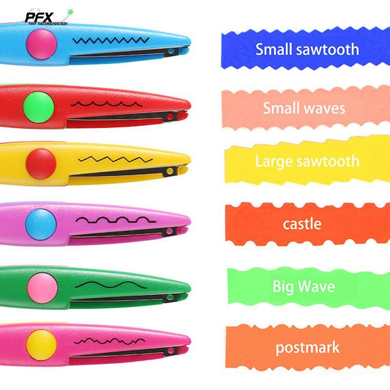 PFX 6 ชิ้น/เซ็ตกรรไกรหยักรูปแบบเครื่องตัดกระดาษ DIY เครื่องมือทําด้วยมือกระดาษ Craft Kawaii การ์ด Photo กรรไกรเด็กของขวัญอุปกรณ์สํานักงาน DDC
