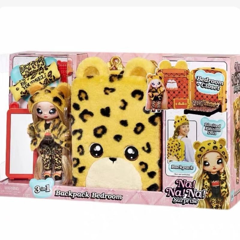 MGALOL Surprise Unpacking Sister OMG ตุ๊กตาทําผมน่ารัก Jaguar Backpack