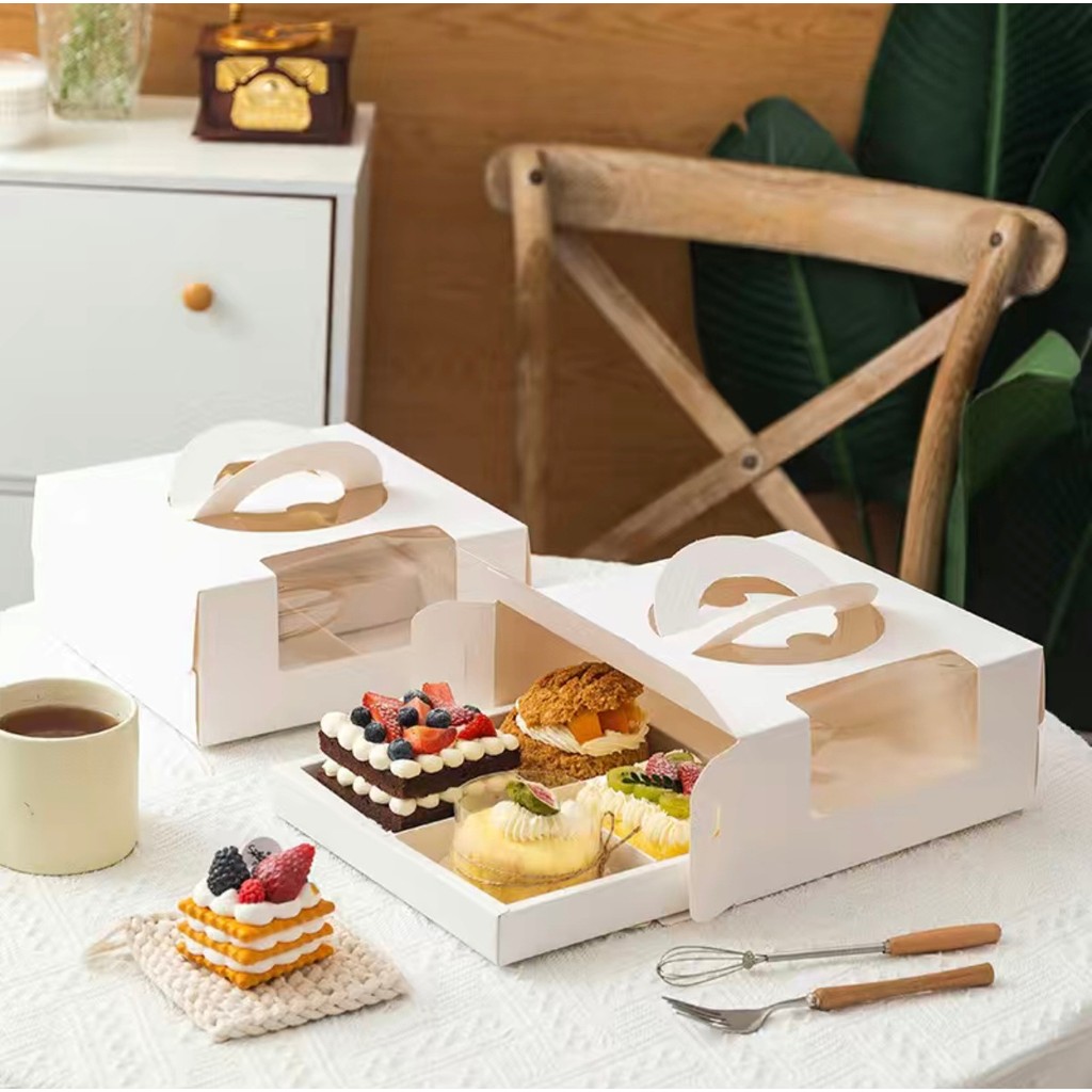 Ins Style Portable Box Four Palace Cake Box Picnic Camping Afternoon Tea Takeaway Cake Dessert Packa