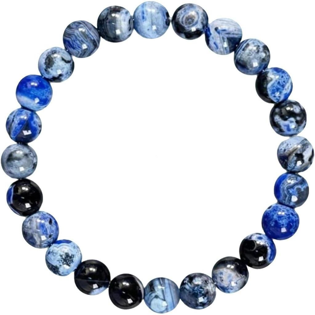 BlueFireAgateBraceletforClarity&Focus-HandmadeHealingStoneforProtection& YU7C