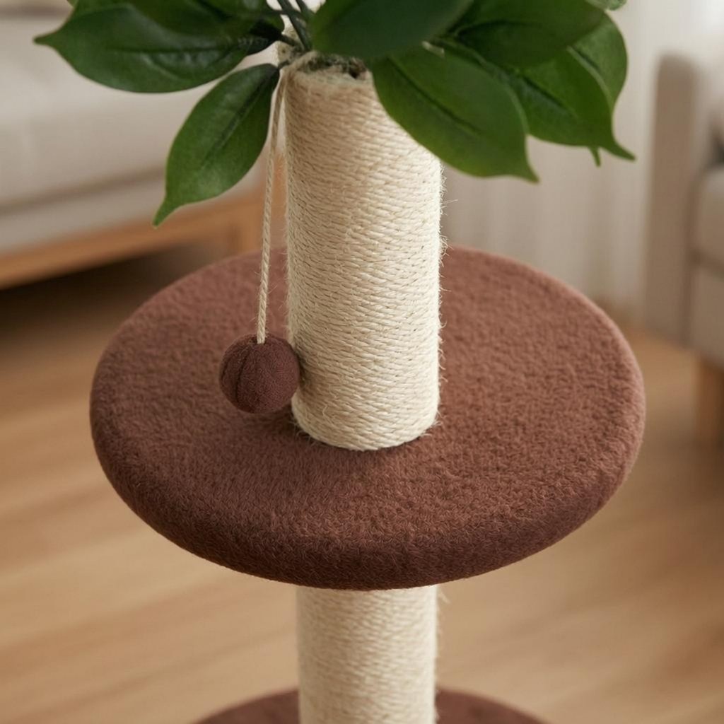 Feline Scratching Post ใบประดิษฐ์ Sisal Scratching Post เฟอร์นิเจอร์สัตว์เลี้ยง สีน้ําตาล Trim