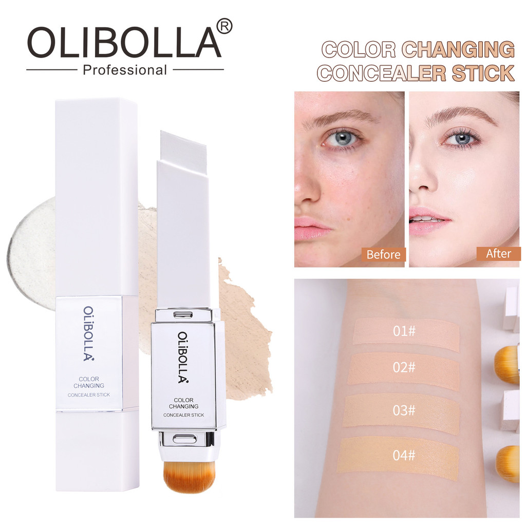 ขายร้อนOLIBOLLA Thermochromic Foundation Stick Double-Headed Two-in-One Brightening Skin Tone Non-St