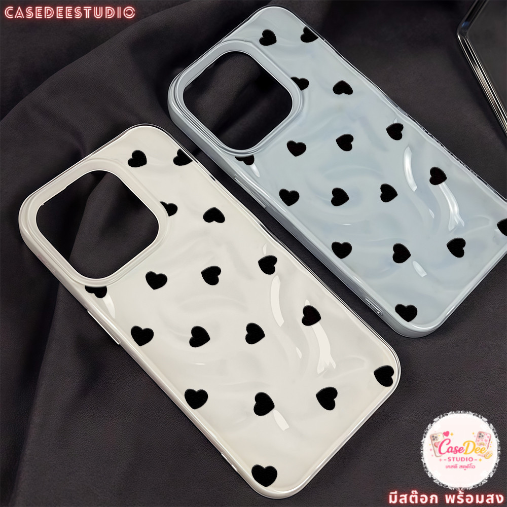 เคสสำหรับไอโฟน11 สต๊อกในไทย หัวใจลายสีดำ แฟขั่น เคสนิ่มครอบอุกกาบาต For IPhone17 16 11 12 13ProMax 14 15PLUS 6/7/8 XR XS