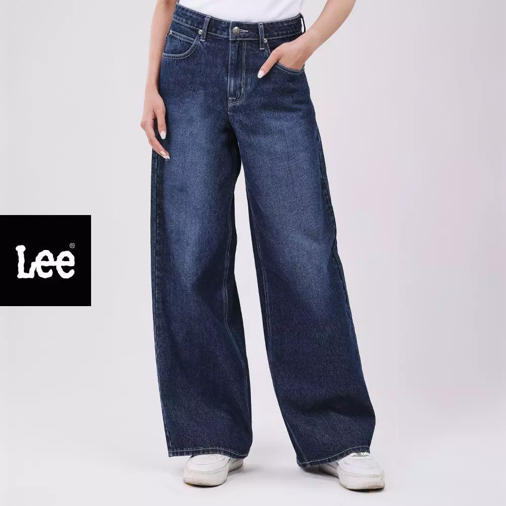 LEE กางเกงยีนส์ผู้หญิง เอวสูง ทรงขากว้าง Wide Leg รุ่น LE S226WWIDN26 สียีนส์เข้ม