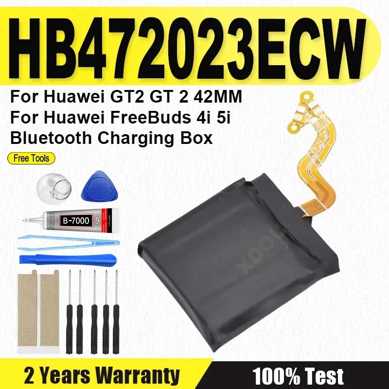 215mAh HB472023ECW แบตเตอรี่แบตเตอรี่สําหรับ Huawei GT2 GT 2 42 มม.นาฬิกา / FreeBuds 4i 5i กล่องชาร์