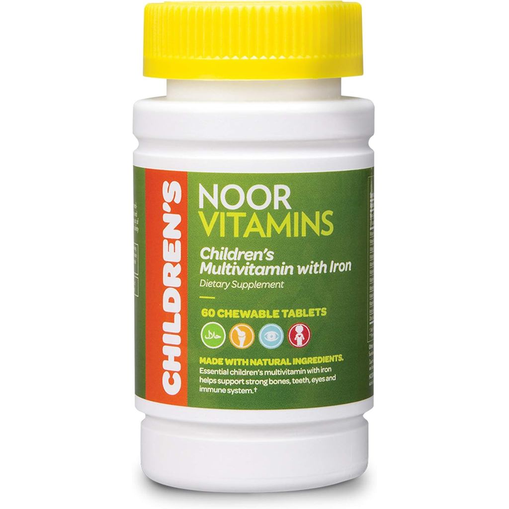 Noor Vitamins Halal Kids Multivitamin Chewable: Essential Vitamins for Immune, Bone & Eye Health wit