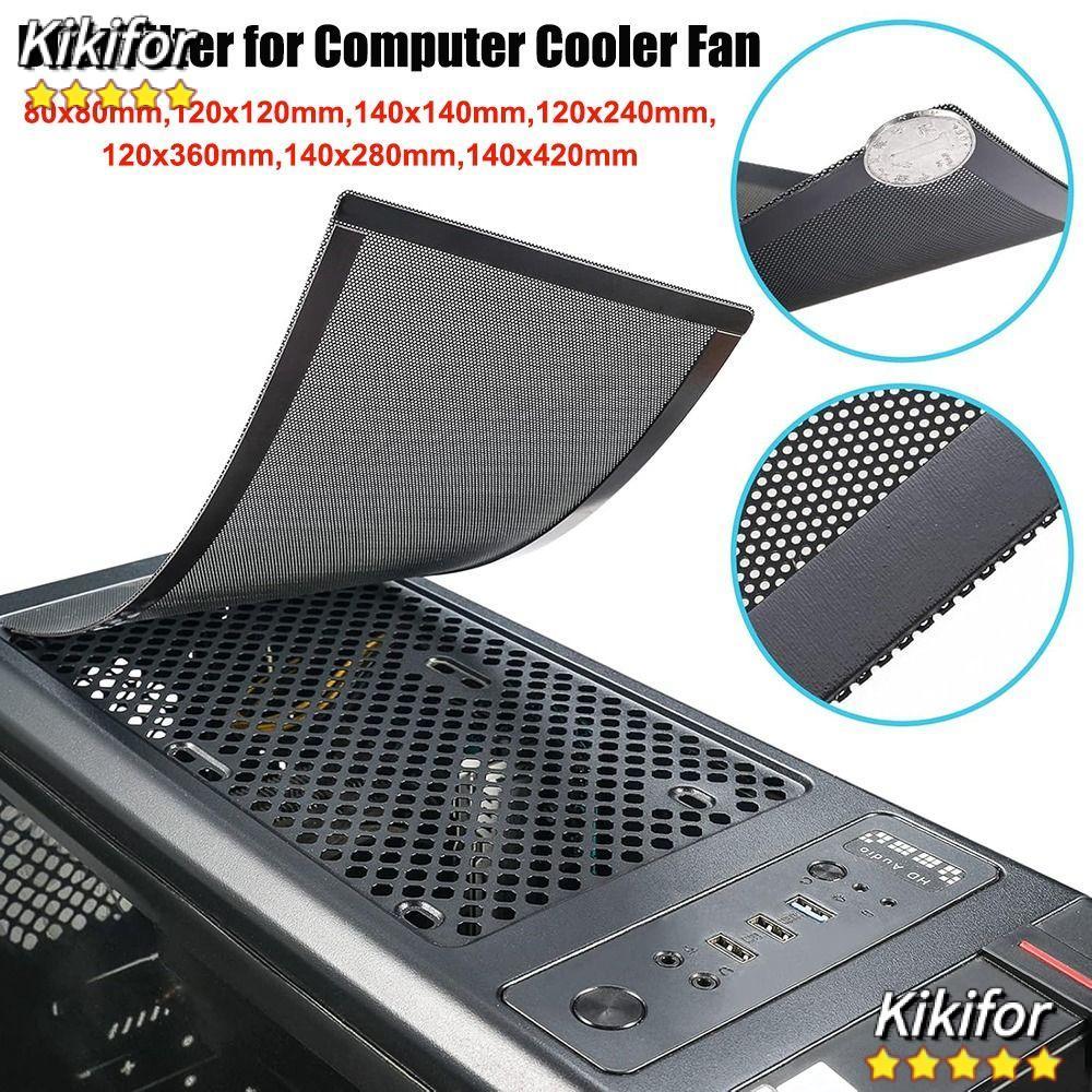 KIKIFOR PC Fan Dust Mesh, Magnetic Frame Black Dust Filter Cover, PVC 120mm/140mm Computer Fan Grill