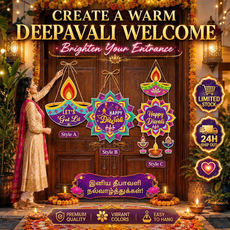 Deepavali ประตูแขวน Diwali ตกแต่งอินเดีย Poija Prayer Wall Home Festival Decor
