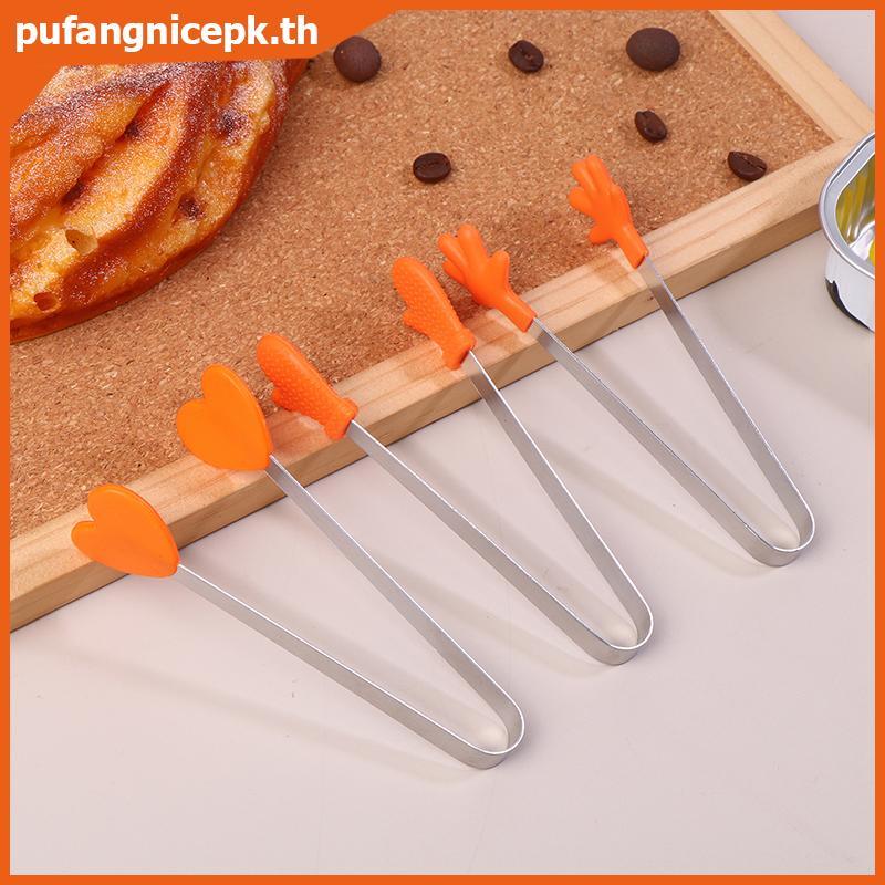 PUCEPK มินิซิลิโคนคลิปอาหารสแตนเลส Handle Palm สแตนเลสน่ารัก Antiskid Snas แหนบไม่ Nirty เครื่องมือมือ