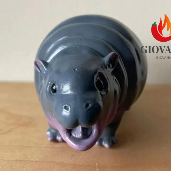 GIOVANNI Moo Deng Hippo เครื่องประดับ, หมูเด้งน่ารัก Pygmy Hippopotamus รูปปั้น, เครื่องประดับโต๊ะสะ