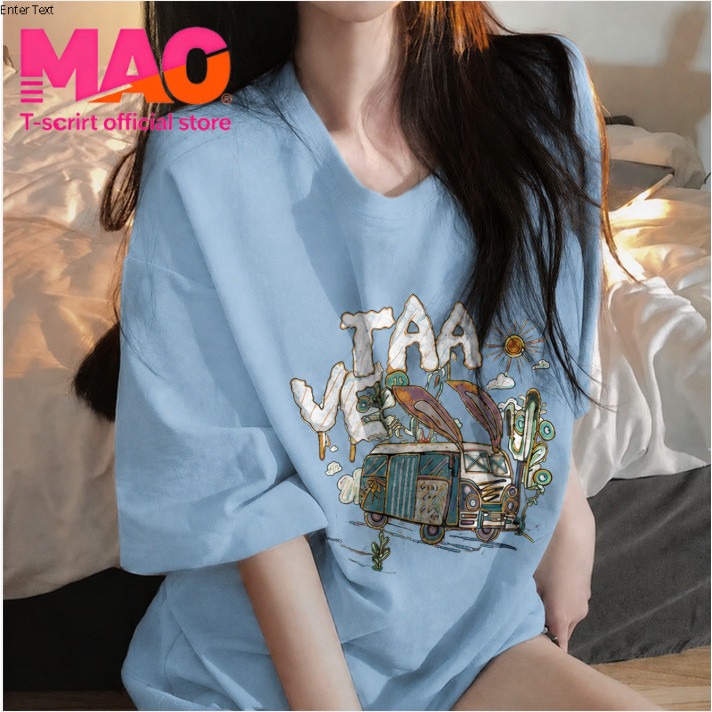 COD (จัดส่งในกรุงเทพฯ) MAO Shop Printed T-shirt, รูปแบบการพิมพ์การ์ตูน oversize ผ้าฝ้ายบริสุทธิ์ 100% #2357