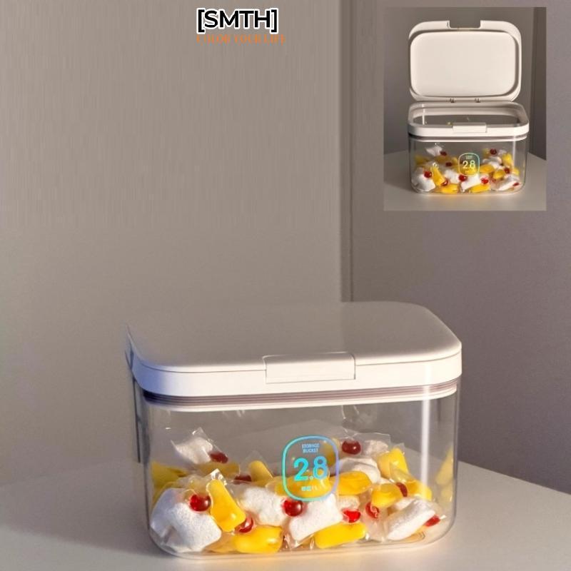 [SMTH] Laundry Pod Container, Laundry Pod Holder, Sealed And Automatic -Up, Large Capacity Bathroom 