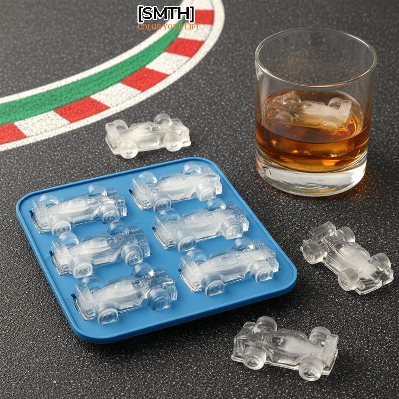 [SMTH] 6-Cavity 3D Racing Car แม่พิมพ์น้ําแข็งซิลิโคน Creative DIY Gadget สําหรับก้อนน้ําแข็งที่ไม่ซ