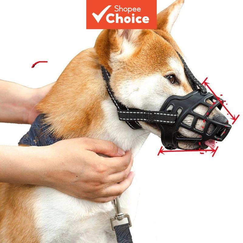 Breathable ตะกร้าสุนัข Muzzle สะท้อนแสงปรับสาย Anti-Bite Anti-Bark สัตว์เลี้ยงปาก Allows ดื่ม