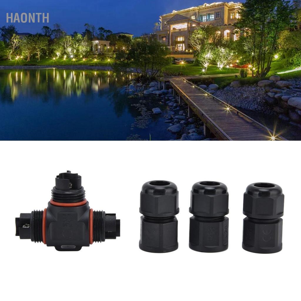 Haonth Haonth กันน้ำ Connector 3 Pin Tee สายไฟ Terminal Quick Connect Adapter 250V 16A TL20