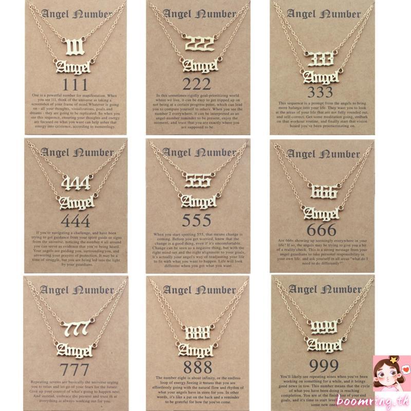 บูม 2ชิ้นประณีตแองเจิลจํานวนสร้อยคอที่ไม่ซ้ํากันเค้นคอเครื่องประดับโซ่111 222 333 444 777สร้อยคอสร้อ