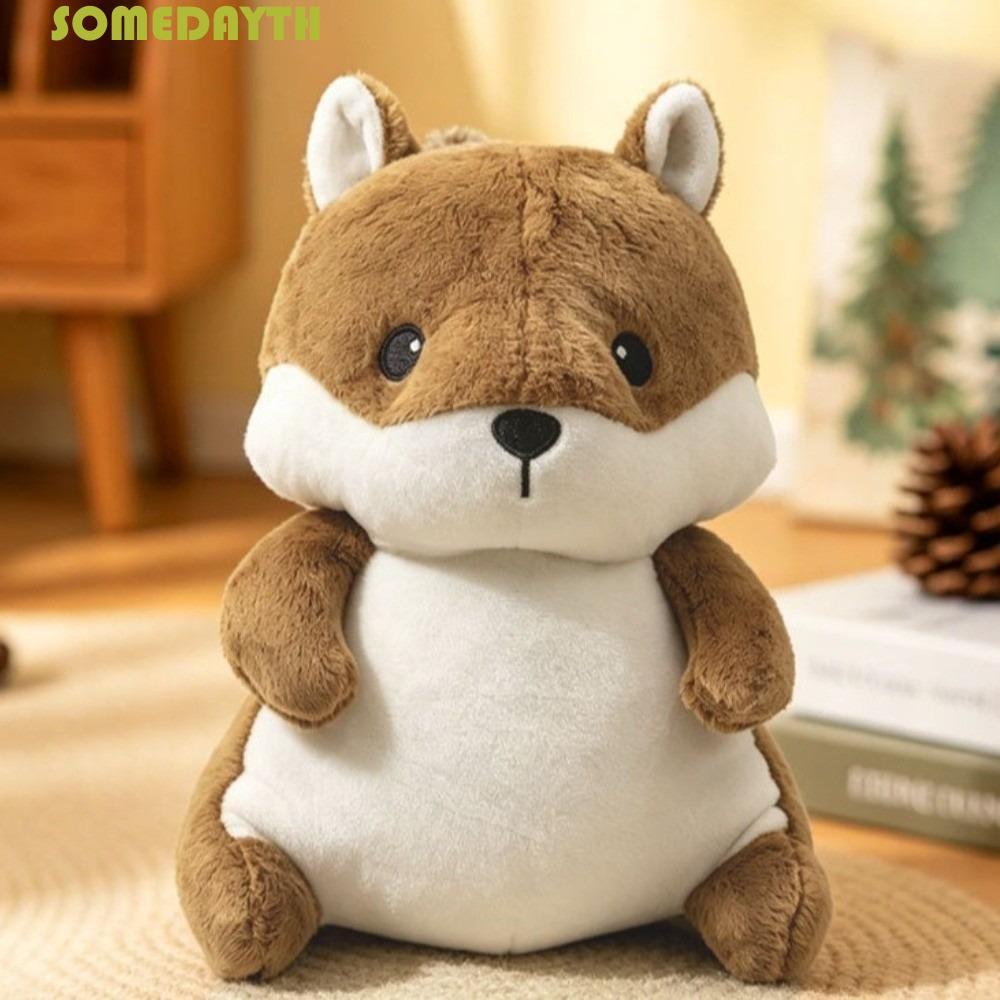 SOMEDAY Squirrel Plush Toy, Super Soft Animal Squirrel Plush Doll, น่ารักสมจริงการ์ตูนน่ารักกระรอกตุ