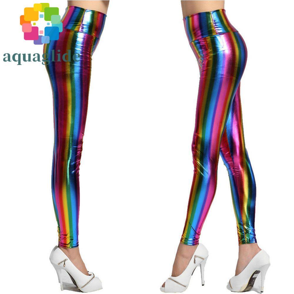 AQUAGLIDE Rainbow Pants Ladies Women Stripe Disco Costume Retro