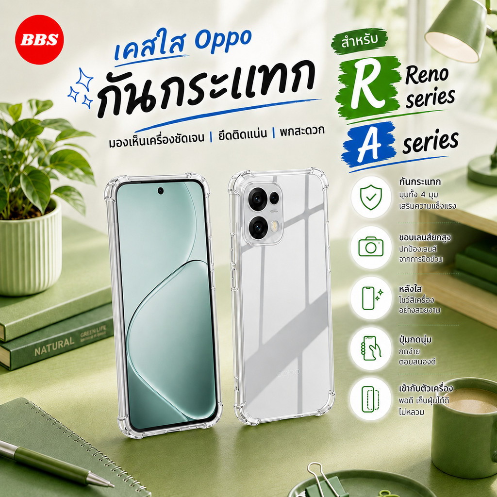เคสใส สำหรับ OPPO Reno16 16Pro 16F 15 15F 15Pro 15ProMax 14 14F 14Pro 13 12 11 10 8 7 A6 A6Pro A6X A6t A6S A6C A5 A5Pro
