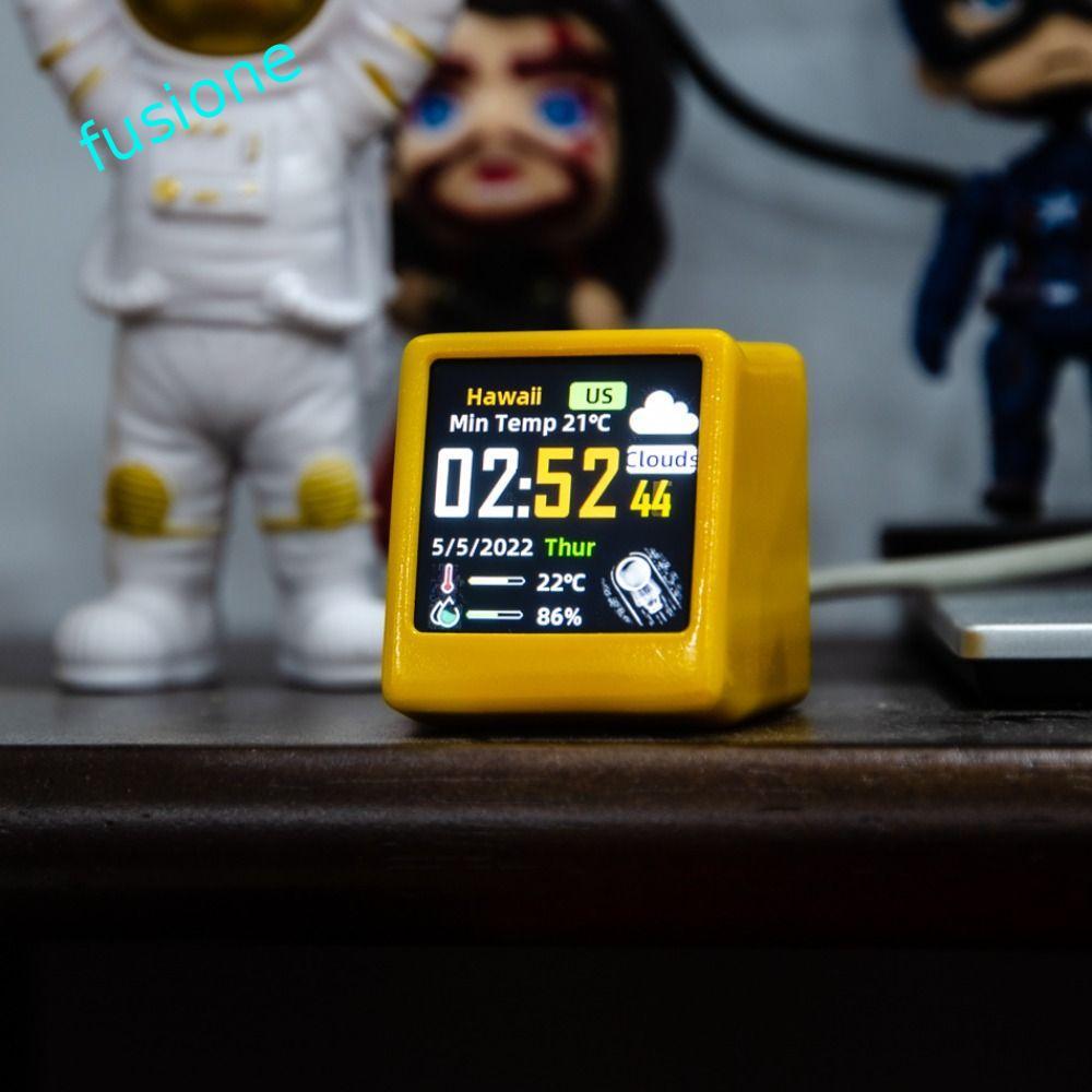 FUSIONEDGE นาฬิกาตั้งโต๊ะ WiFi,เวอร์ชันภาษาอังกฤษ LCD Digital Smart Weather Clock, Digital Decorativ