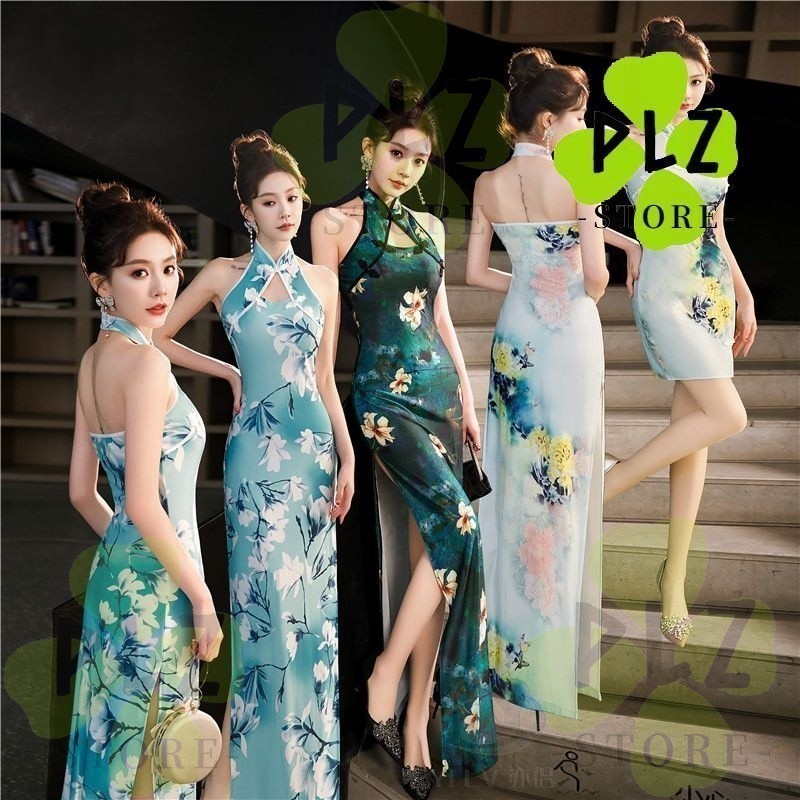 Cheongsam สไตล์ Qipao Plus ขนาดผู้หญิงแขนกุดดอกไม้ Slim Dress Qipao