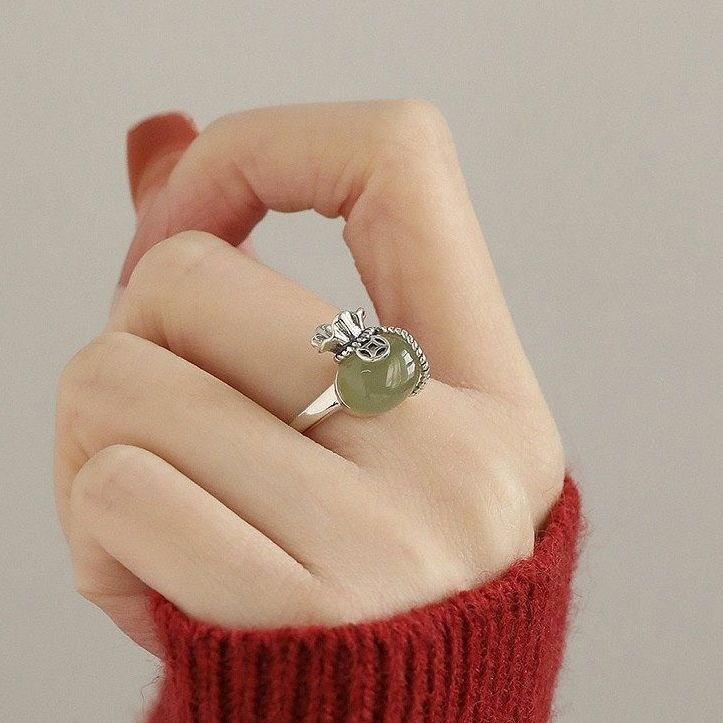 Master Has Blessed Consecration Lucky Fortune Bag Copper Coin Ring Adjustable Ring New Chinese Simpl