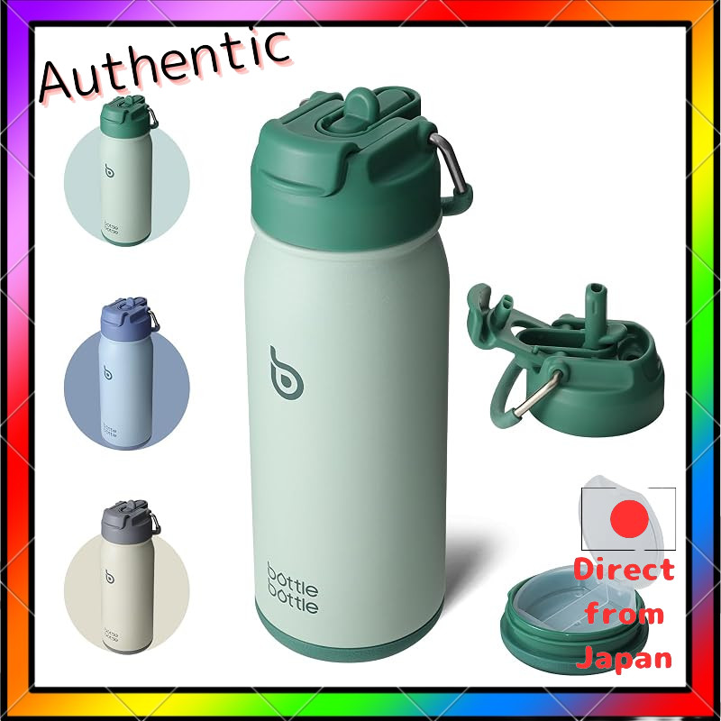 BOTTLE BOTTLE Vacuum Insulated Stainless Steel Water Bottle 500ml/650ml with Straw and 2WAY Lid, Lea