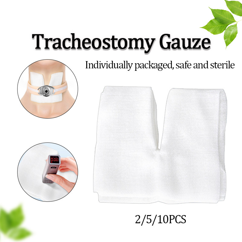 Medical Tracheotomy Gauze V-shaped Cut White Gauze Block Pads ฆ่าเชื้อปราศจากเชื้อแผล Dressing