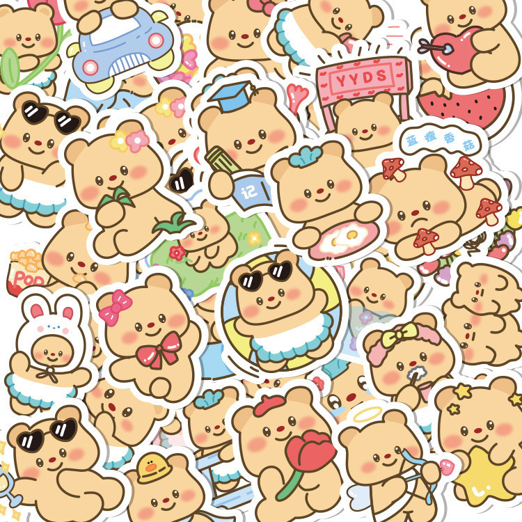 100แผ่นเนยหมีสติกเกอร์การ์ตูนอิโมติคอนน่ารักโน๊ตบุ๊คสติกเกอร์ตกแต่ง