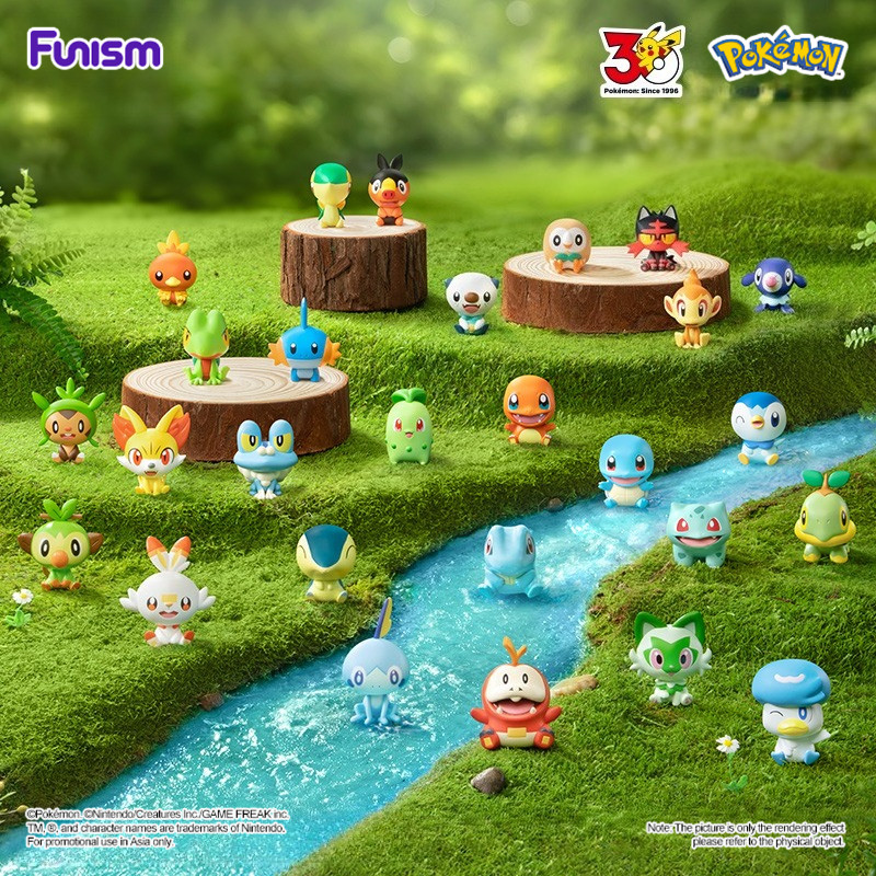FUNISM Pokemon Palmsize Wonders First Partner Pokémon ครบรอบ 30 ปีสินค้ากล่องตาบอดรูปสะสม Action Figure Plush กล่องตาบอด Action ของเล่นรูปของขวัญวันเกิดของเล่นเด็ก