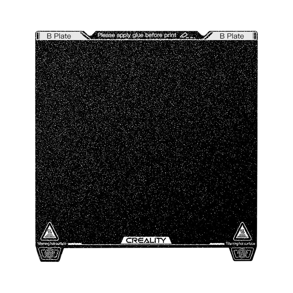 Creality K1 Max PEI Build Plate Kit 315x310 มม. ด้ามจับคู่และการออกแบบรูวางตำแหน่งพร้อมการยึดเกาะสูง