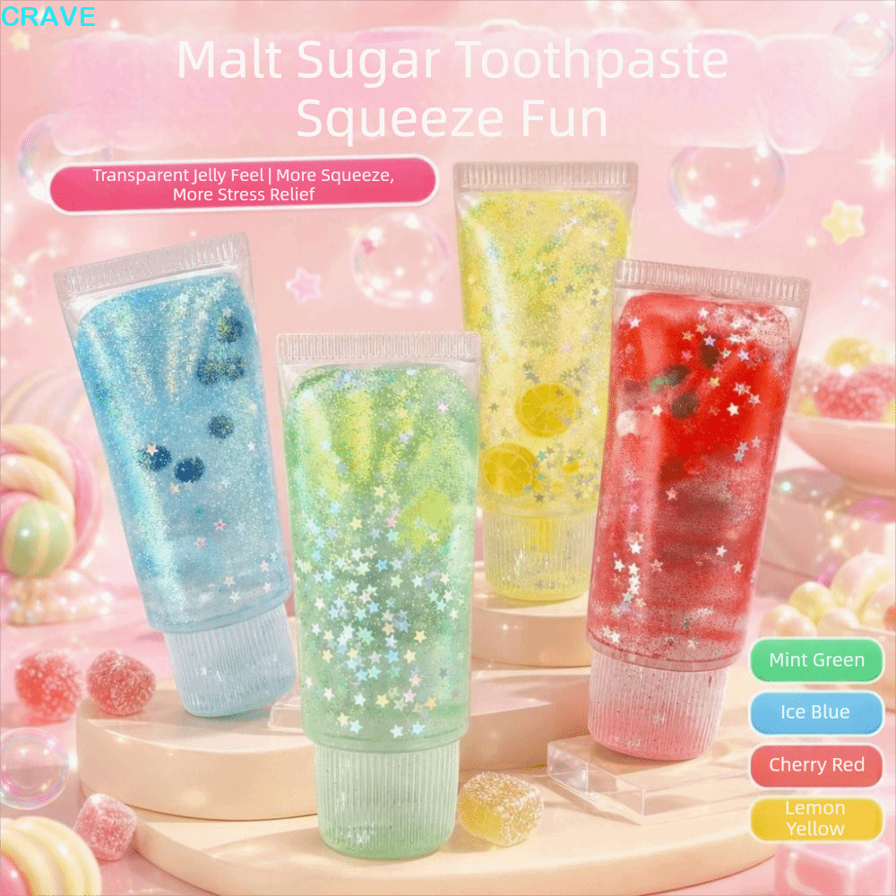 CRAVE ยาสีฟัน Squishy ของเล่น, Glitter Fruit Sensory Facial Cleanser Fidget, ความแปลกใหม่ Non-Bounce
