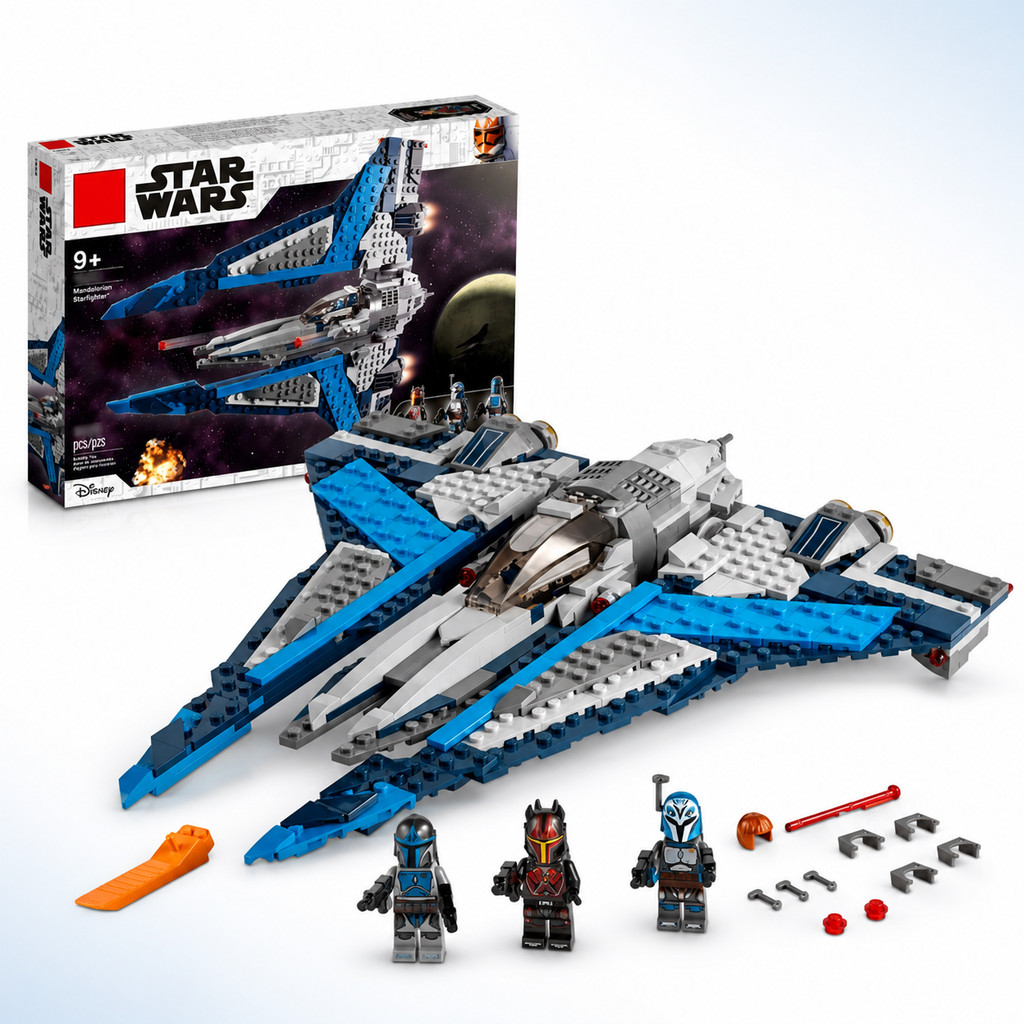 75316 Mandalorian Starfighter Building Blocks Star Wars Space Ship ชุดของเล่นก่อสร้างของขวัญเพื่อการ