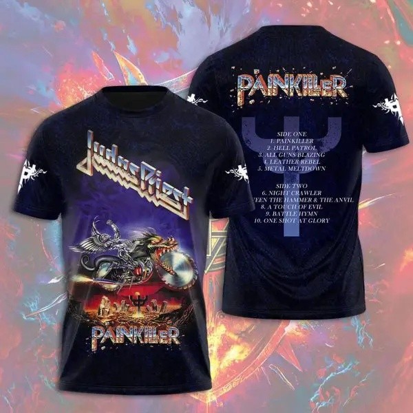 เสื้อยืดวงดนตรี Judas Priest สำหรับผู้ชาย ลายพิมพ์ฮิปฮอป แขนสั้น คอกลม ทรงหลวม สไตล์ลำลอง Y2k เสื้อผ