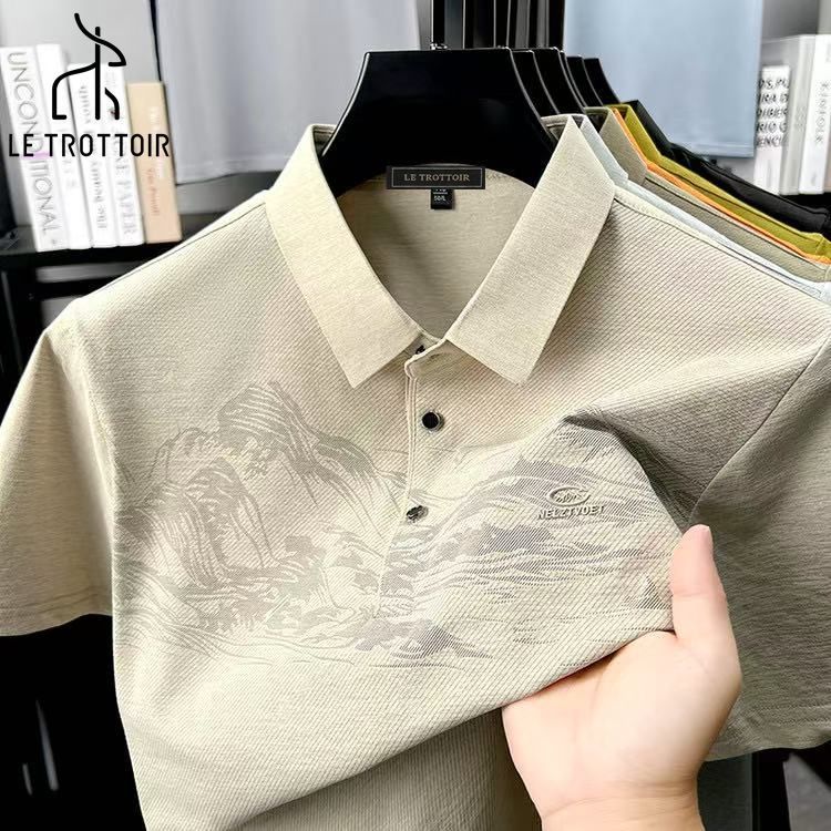 LE TROTORI เสื้อโปโลแขนสั้นผู้ชายสไตล์ใหม่แฟชั่นปกพิมพ์ลําลองครึ่งแขน LE TROTORI ฤดูร้อน Newosdd999.