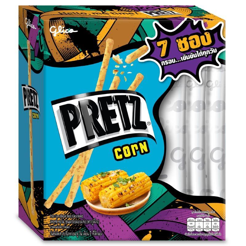 กูลิโกะเพรทซ์แชร์แพ็คขนมอบกรอบแบบแท่งรสคอร์น 98ก Glico Pretz Share Pack Corn Flavoyr 98g. [บาร์โค้ด 8851019000183]