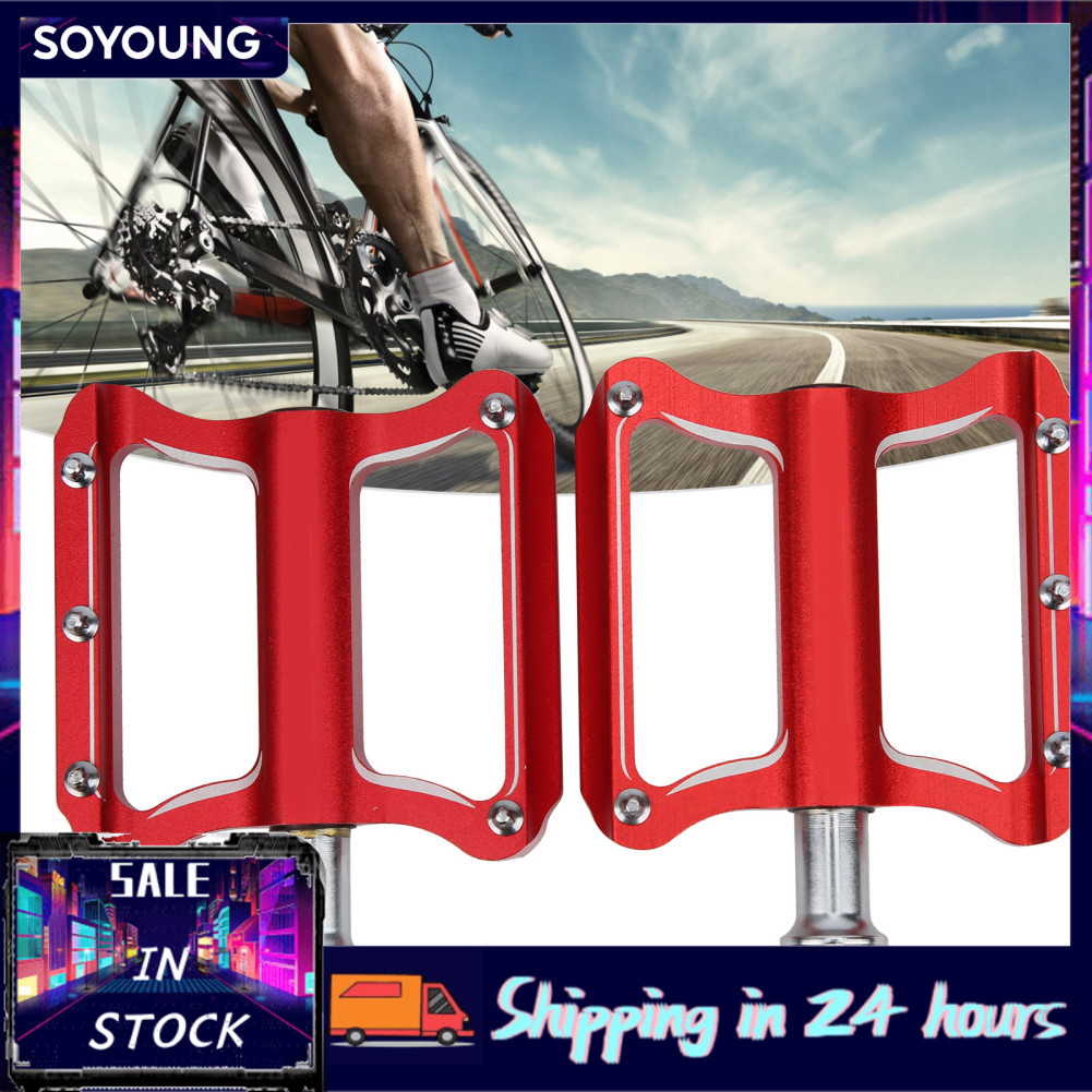 soyoung GUB GC020‑DU แป้นเหยียบแบริ่งอะลูมิเนียมอัลลอยด์จักรยานเสือหมอบอะไหล่อะแดปเตอร์จักรยานสีแดง