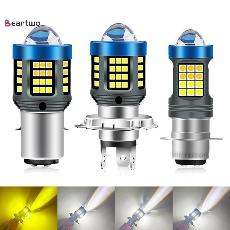 <beartwo-t> 1/2 ชิ้น 120W H4 ไฟ LED สําหรับรถจักรยานยนต์ 360° Super Bright Mini Driving Light H4 H6 