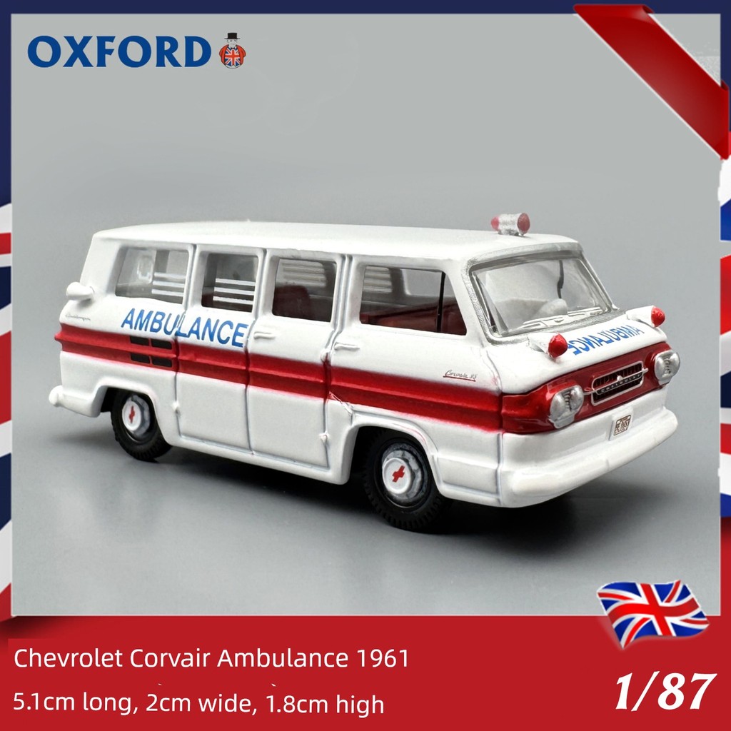 รถของเล่นเด็กผู้ชาย โมเดลรถ OXFORD Oxford 1/87 Chevrolet Kewell Ambulance 1961 Car Model Alloy Car C