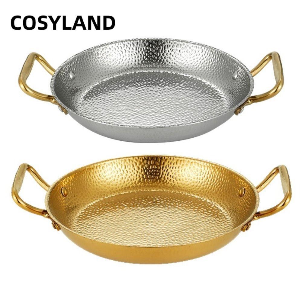 COSYLAND อาหารทะเล Paella Pan, สแตนเลส 18-30 ซม. หม้อสแตนเลส, Professional Hammered Budae Jjigae‌ กร