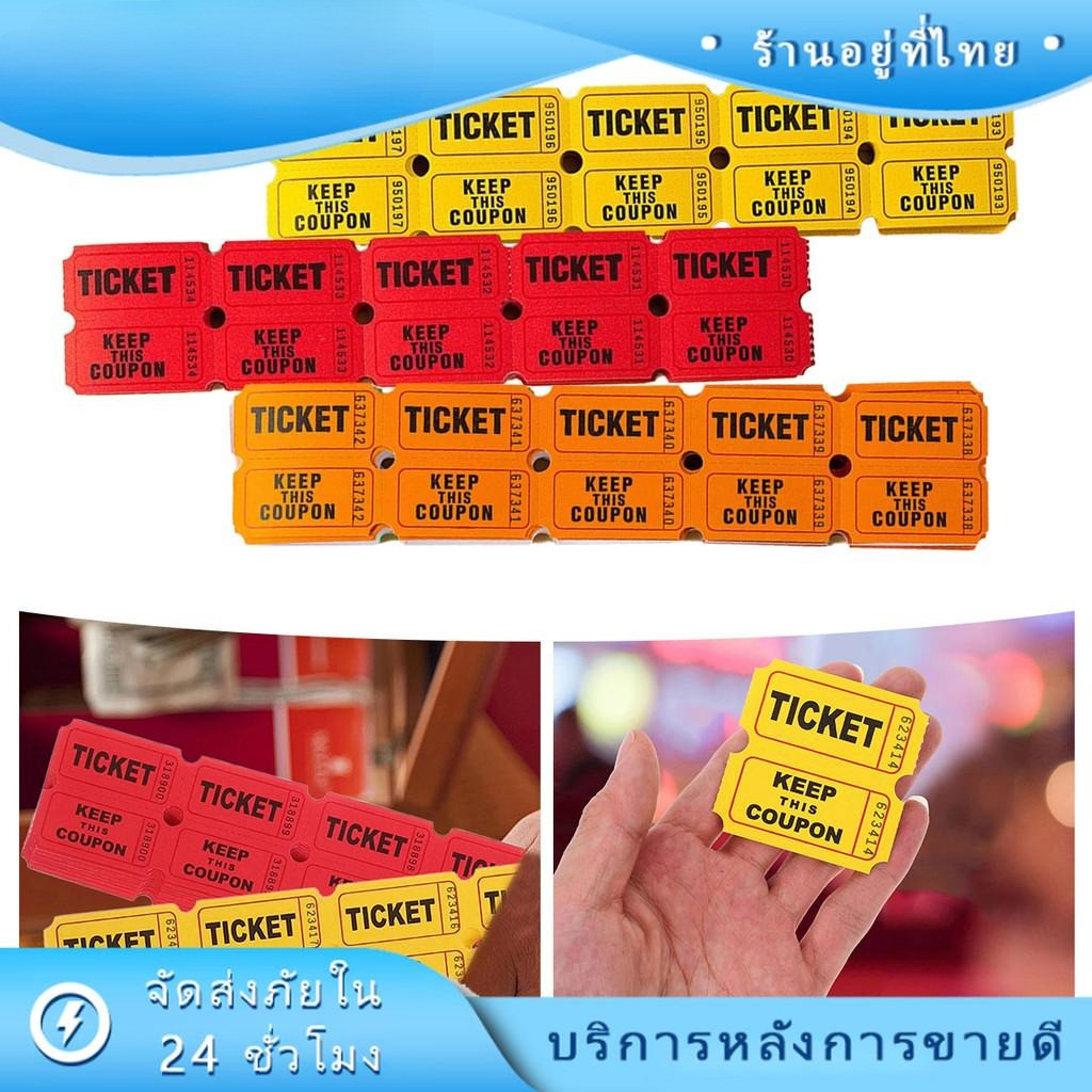 100 ชิ้น Raffile Tickets ม้วน Multi-Color Lottery Draw Tickets สําหรับเหตุการณ์ งานปาร์ตี้และงานรื่น