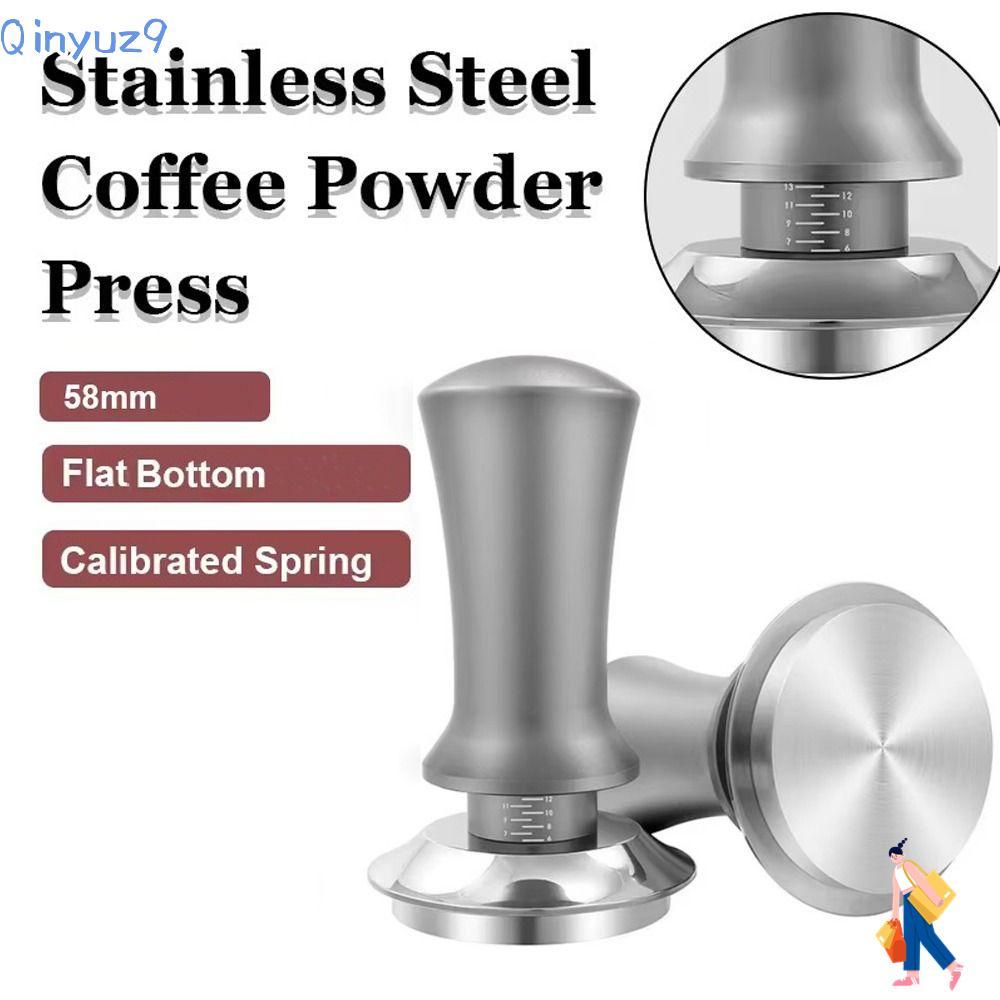 QINYUZ9 กาแฟ Tamper,คงที่ความดันกด-ประเภทผงกาแฟกด,โมเดิร์นพร้อม Scale & Caliper สปริงปรับสแตนเลส Bar