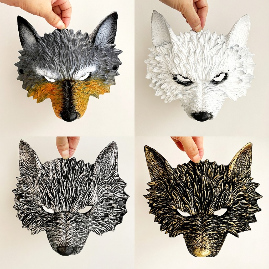 สัตว์หมาป่าหัวหน้ากากฮาโลวีน Carnival Party ตกแต่งคอสเพลย์ Props PU โฟม Headdress สบาย PU3D