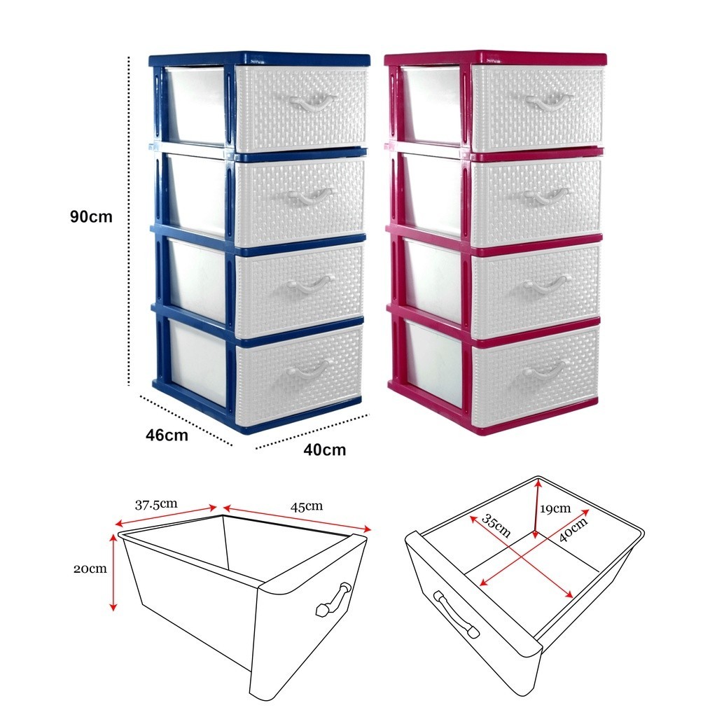 Eco-friendly Drawer Cabinet Set of 4Tier / 5Tier | Laundry Room Office Stocker