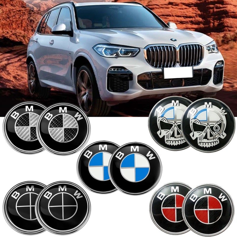 2 ชิ้น/เซ็ต 82 มม.รถด้านหน้า Hood สติกเกอร์ 82 มม.โลหะ Trunk Emblem ด้านหลัง Badge Decal สําหรับ BMW