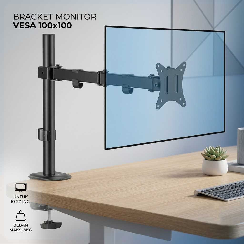 Taffia Monitor Bracket Table Mount Clamp VESA 100x100 10-27 นิ้ว TV - Z011