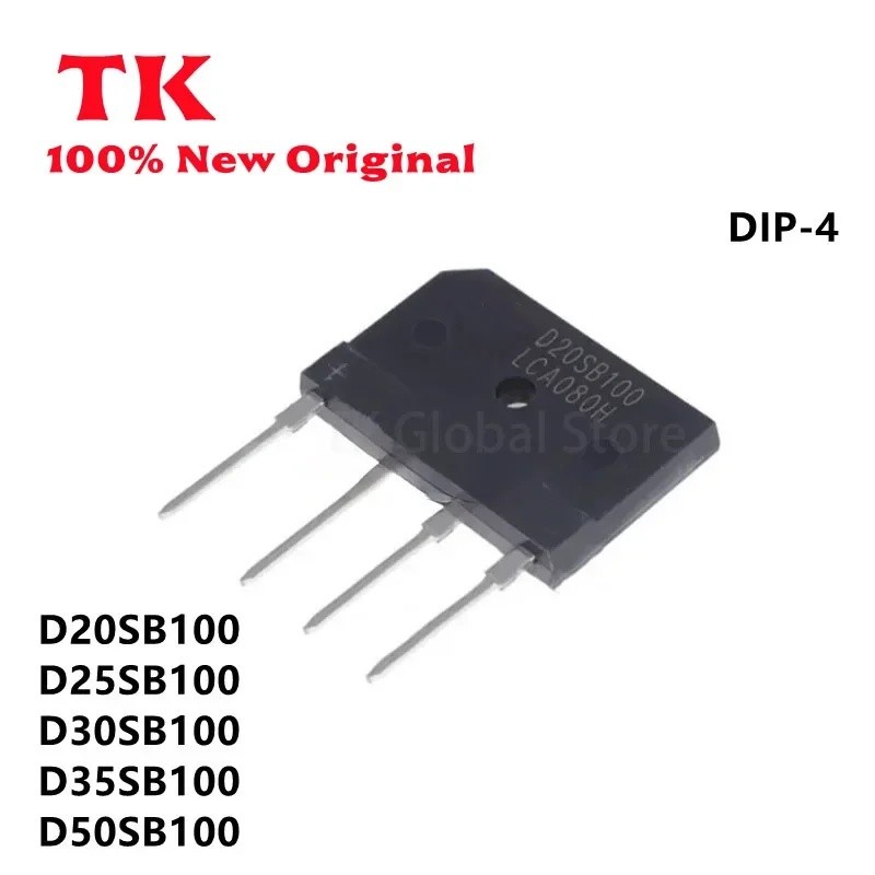 5PCS D20SB100 D25SB100 D30SB100 D35SB100 D50SB100 DIP-4 Rectifier Bridge Pile, ในสต็อกชิป ic EOVZ