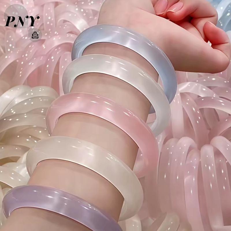 [PNY] กําไลข้อมือสีโปร่งแสงย้อนยุคสีทึบเรียบง่ายสร้อยข้อมือตาแมวสําหรับผู้หญิงเครื่องประดับแฟชั่นอุป