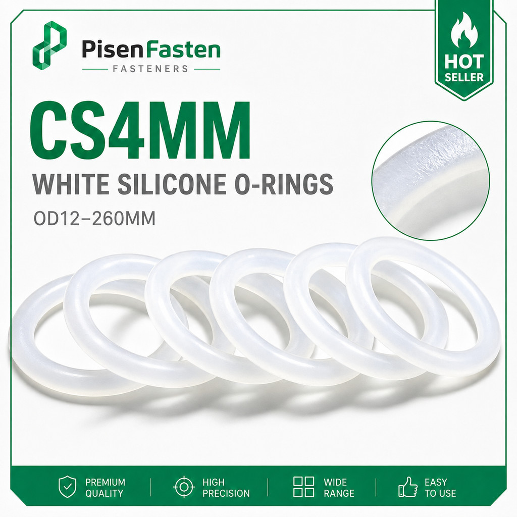 พร้อมส่ง โอริงซิลิโคนสีขาว (White Silicone O-Ring) เกรดอาหาร 100% เนื้อนุ่ม ยืดหยุ่นสูง ปลอดภัยไร้สารพิษ สำหรับเครื่องกรองน้ำและอุปกรณ์ใส่อาหาร / Food Grade White Seals CS4mm*OD12-260mm DX-TH-03